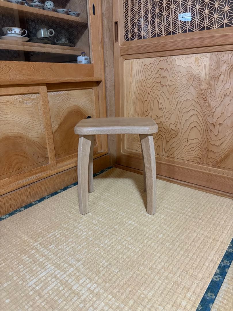 1390建具屋58年のおじいさんの手作り木製サイドテーブル、イス