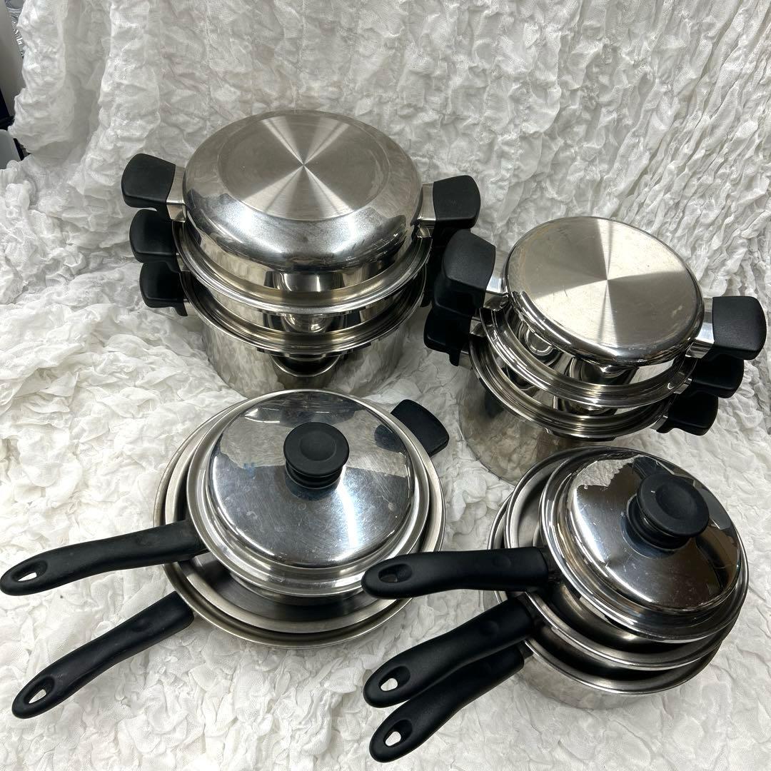 アムウェイ 鍋 フライパン 21Pセット 新品】アムウェイ クィーン 21ピースセット 鍋6種類 [大・中・小ソース