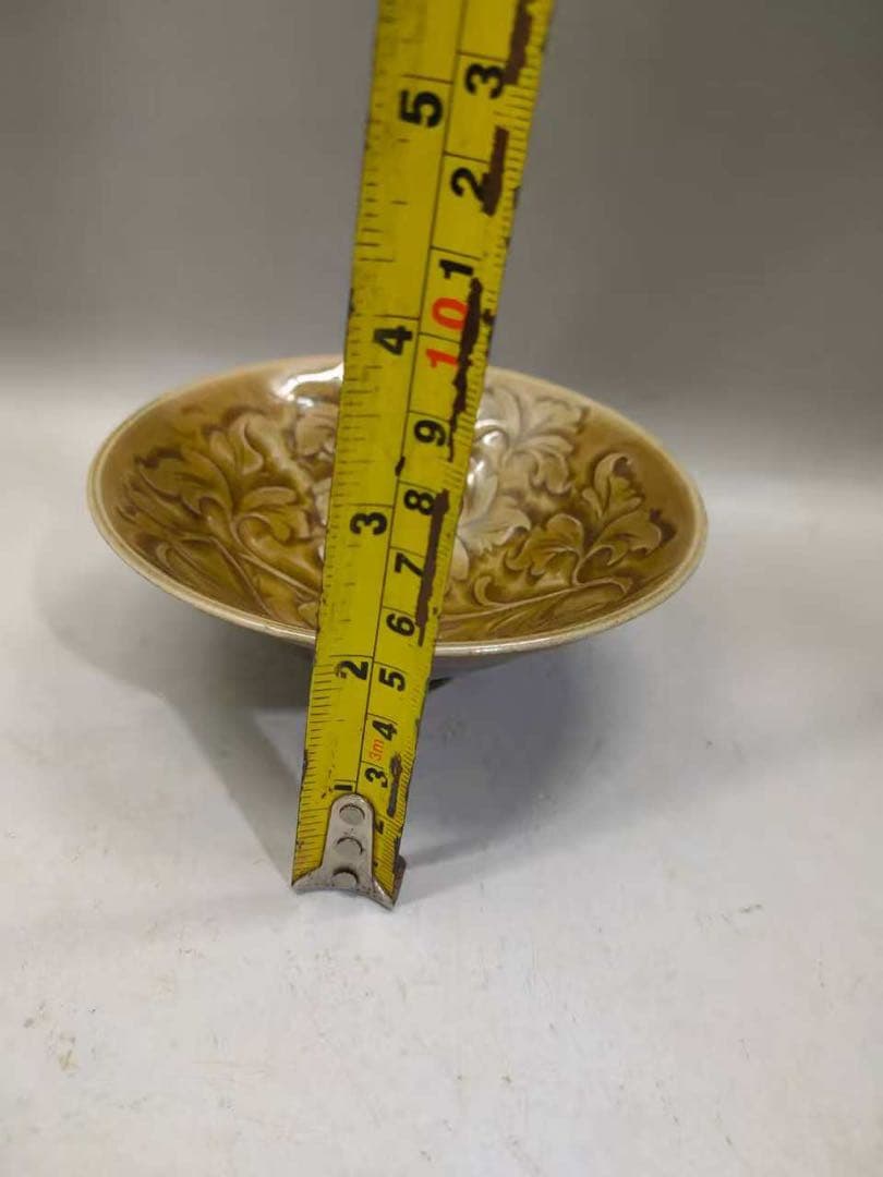 耀州窯刻花福鹿斗笠碗 唐物 古賞物 茶道具 煎茶碗