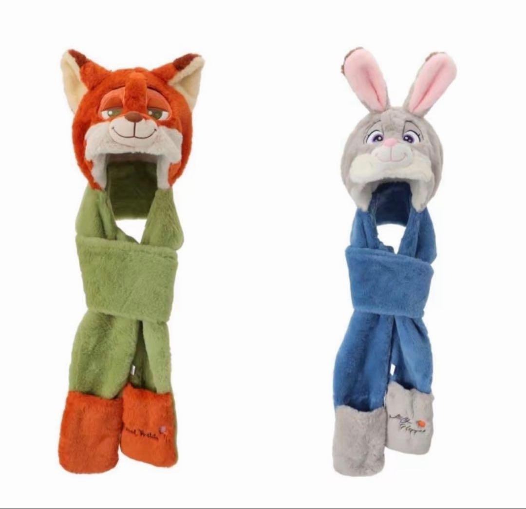 MINISO ズートピア マフラーキャップ ニック ジュディ セット
