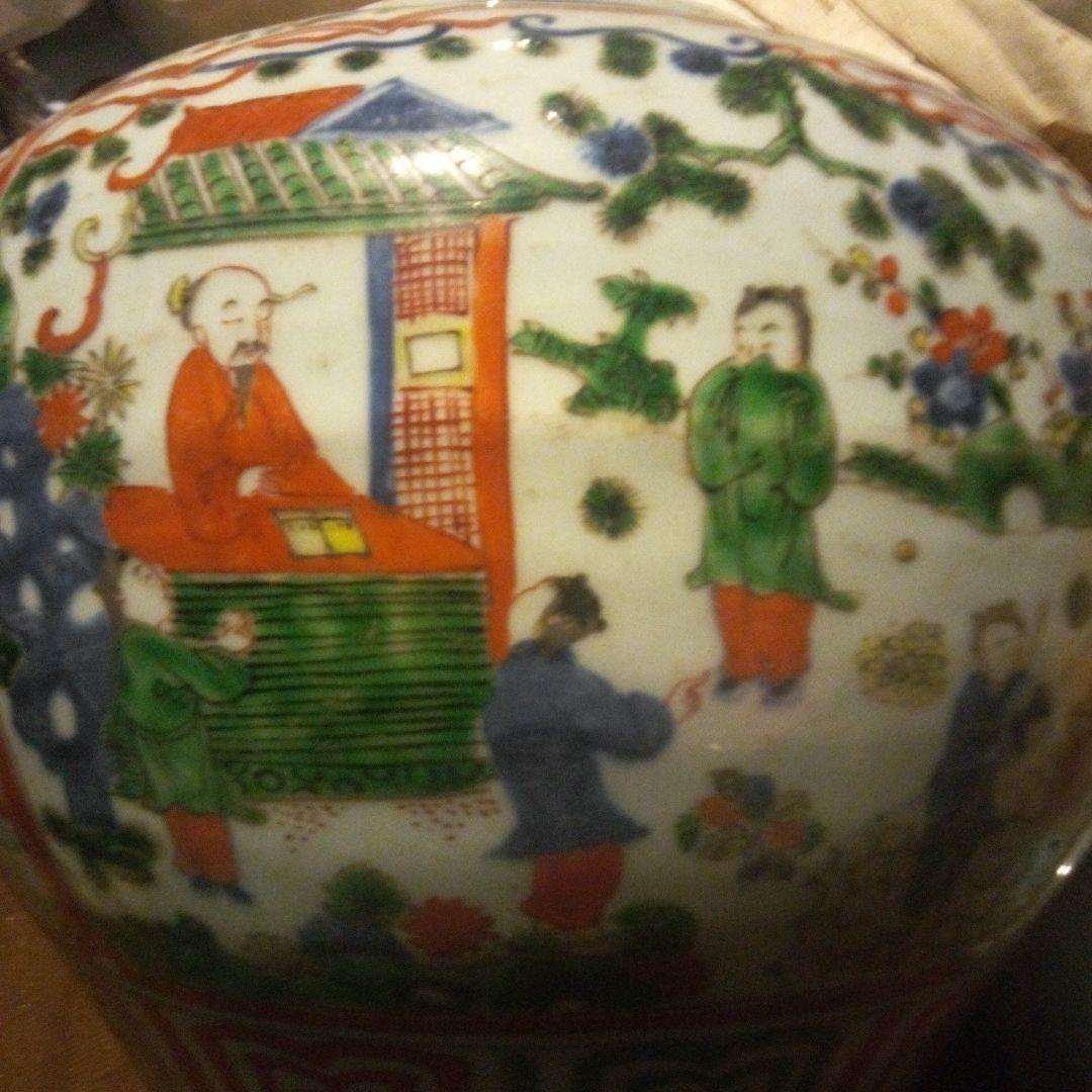 中国陶磁器 明萬歴赤絵 蓋付き大壺 - メルカリ