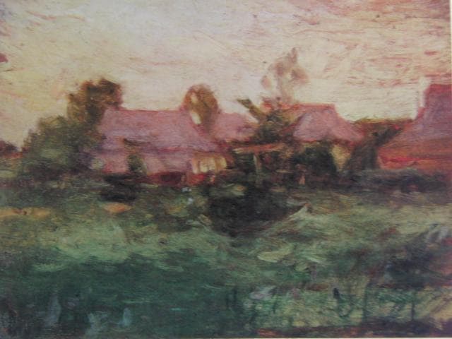 青木繁【月下滞船】、年代物、希少画集画、状態良好、新品高級額装付