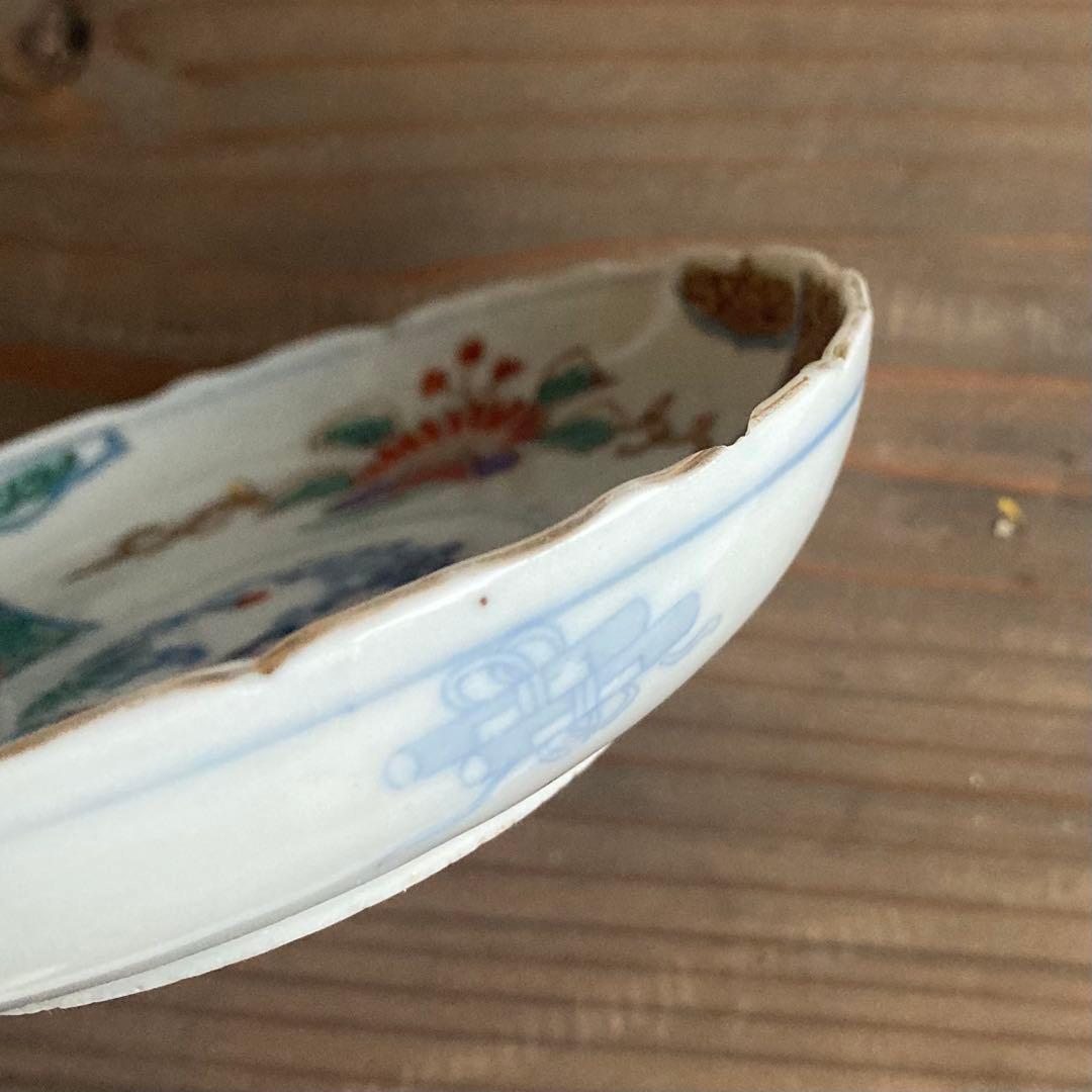 金彩赤絵鶴唐花皿 伊万里焼や青郊窯、大聖寺伊万里、古伊万里や九谷焼
