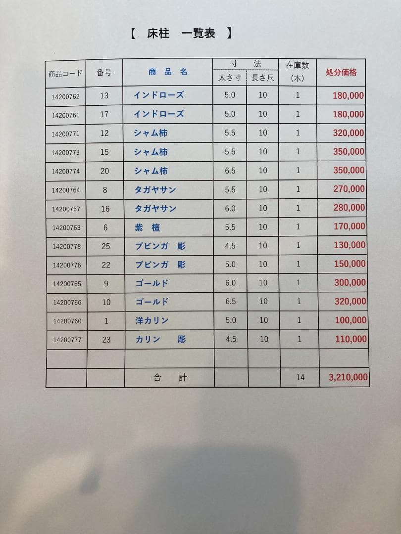 床柱　ゴールド　6.5寸（19.5ｃｍ）