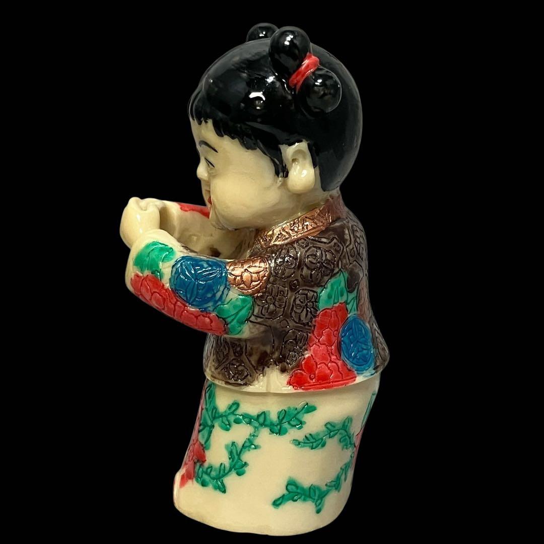 中国陶器】縁起物 福禄寿 男の子 女の子 フィギュア 陶器人形 置物