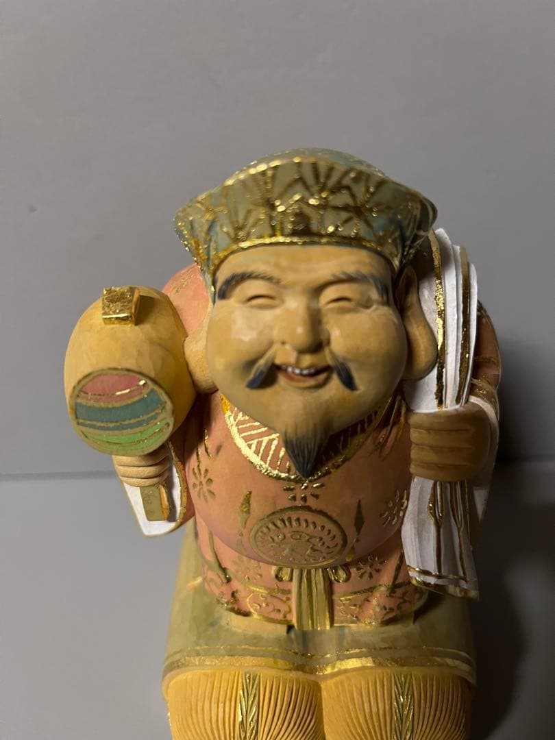 柘植 木彫 大黒天 彩色 縁起物 37 - メルカリ