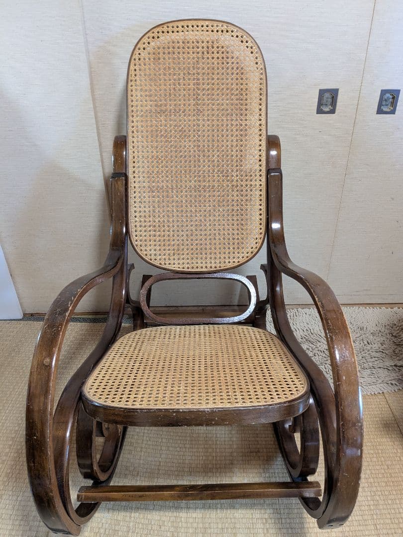 【美品】ビンテージ ラタン ロッキングチェア ベントウッド 曲木 希少 トーネット / THONET ベントウッドロッキングチェア #7028 曲木 中古