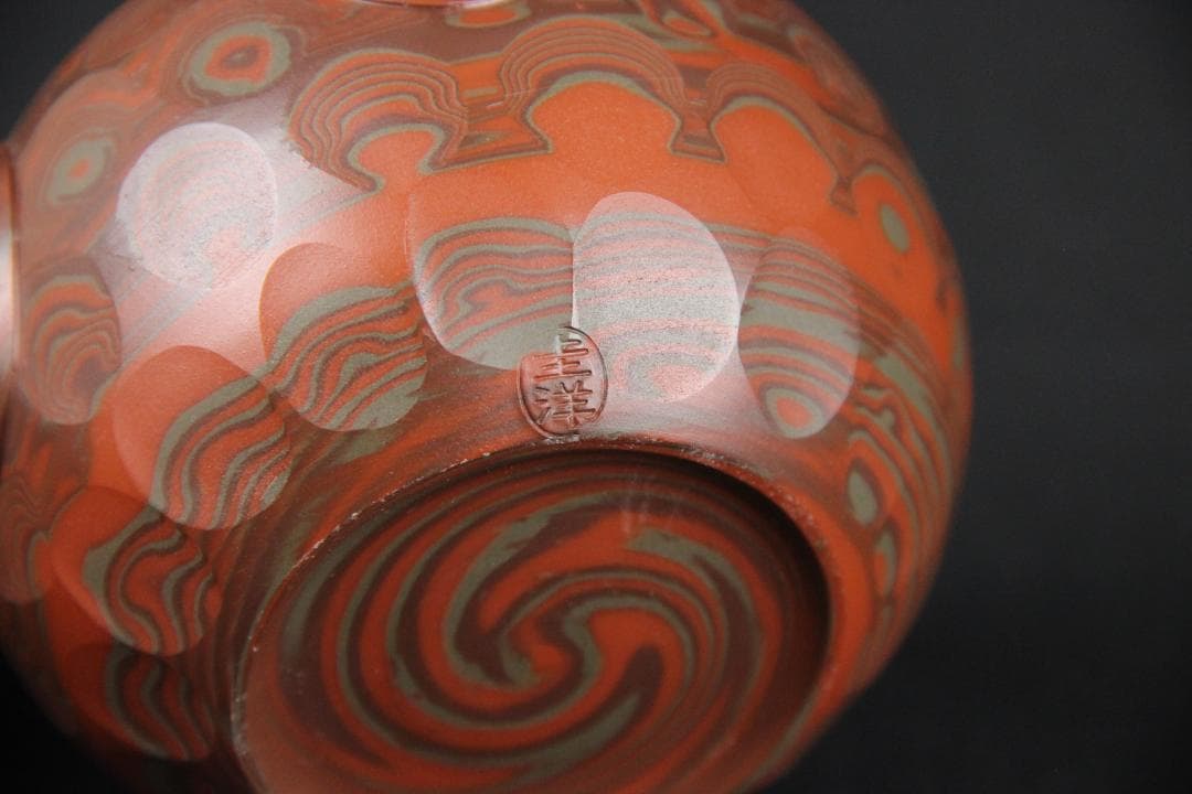 常滑焼 練上 圭洋造 急須 桑山圭洋 共箱 煎茶道具 ED11-11