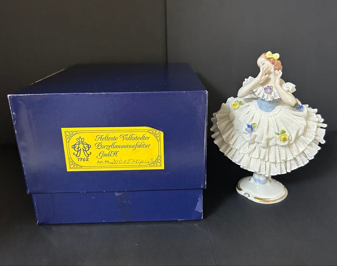 美品】アイリッシュドレスデン フリルドレスレース ドイツ オリジナルBOX付
