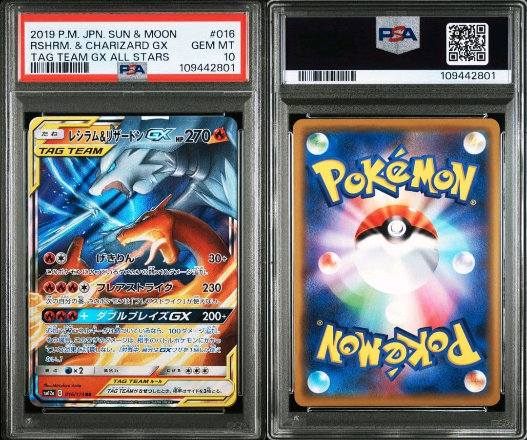 レシラム＆リザードンgx rr psa10 最新ケース 801