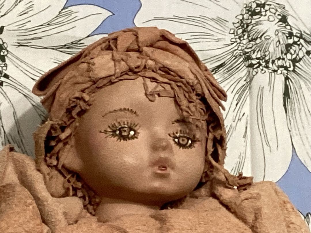 創作人形作家山下昌子 MAKODOLL 未使用 羊革花の装飾 アートドール箱付