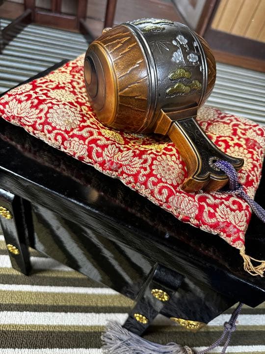 打ち出の小槌　置物 置物 (黄銅製) 上質鍍金 ゴールド色 打ち出の小槌・こづち 大 : 京都