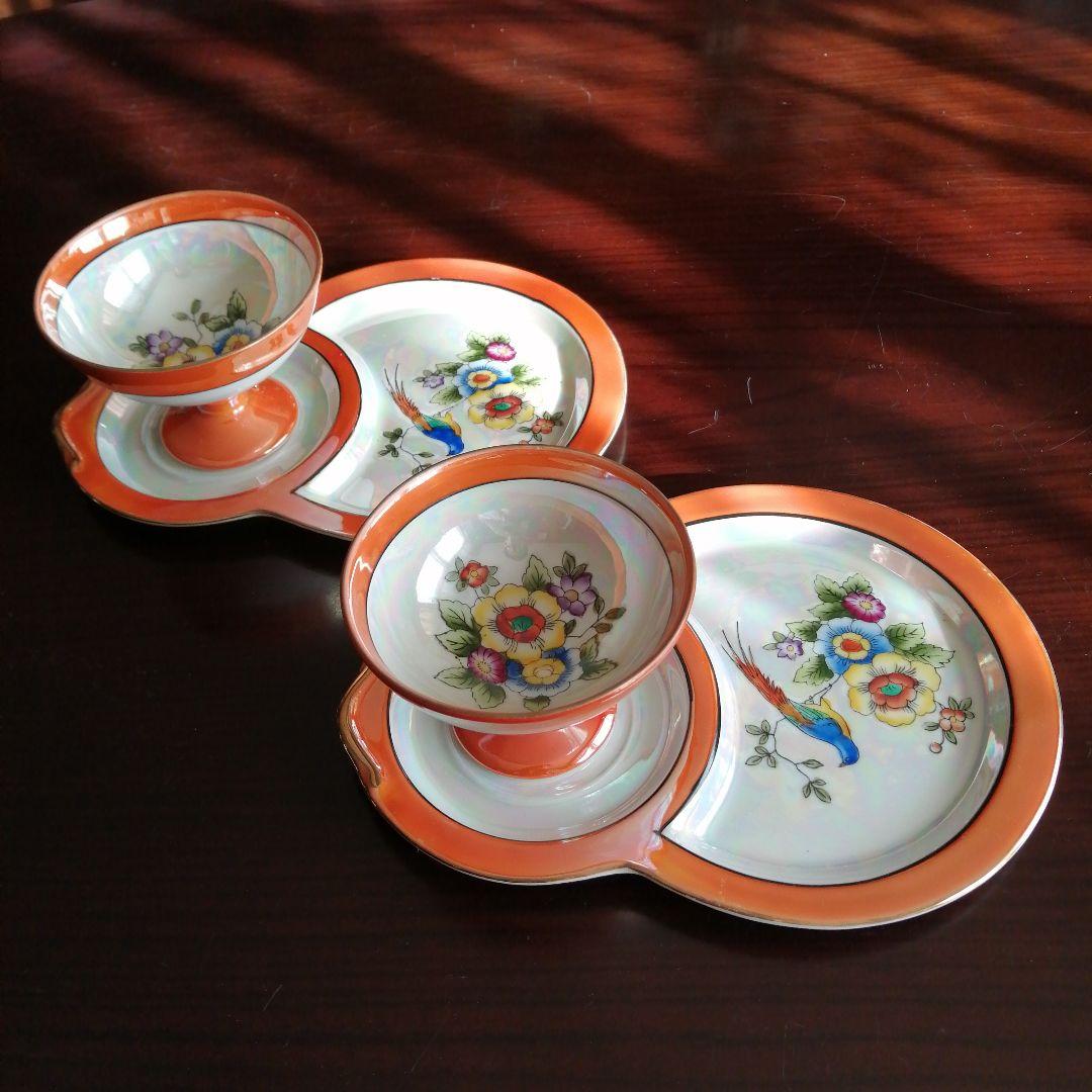 オールドノリタケ アイスクリームプレートセット 2客 1920～1940年頃