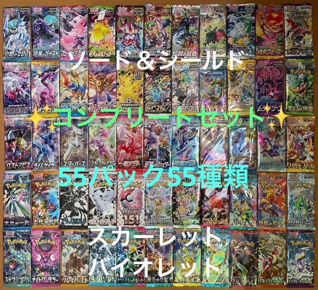 ポケモンカード　未開封55パック55種類　歴代フルコンプリートセット　まとめ売り ポケモンカード 未開封55パック55種類 歴代フルコンプリートセット