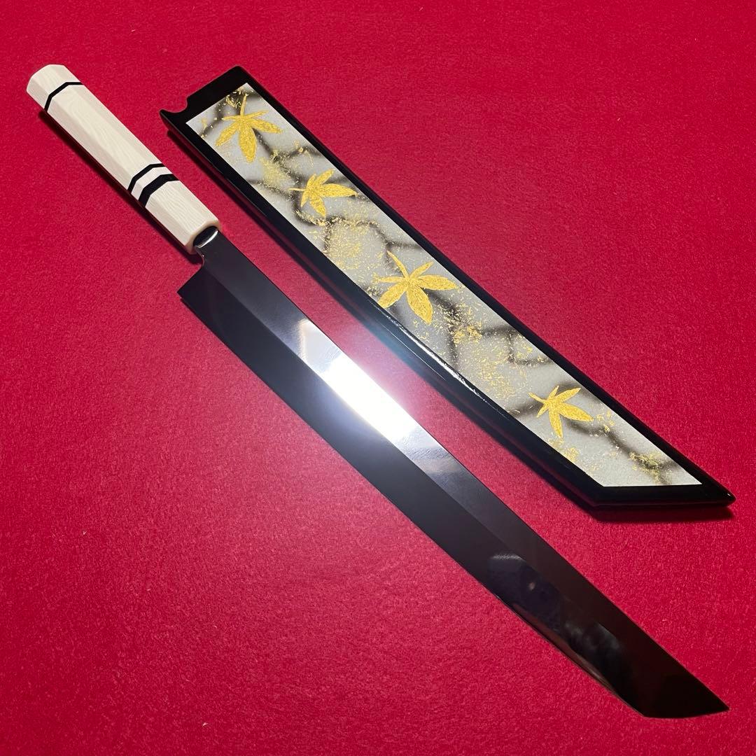 鏡面　先丸柳刃包丁 尺寸 V金10号 人工象牙八角柄　kitchen knife 楽天市場】柳刃包丁 尺一（刃渡り330mm) 通常鏡面仕上げ 本刃付け 刺身