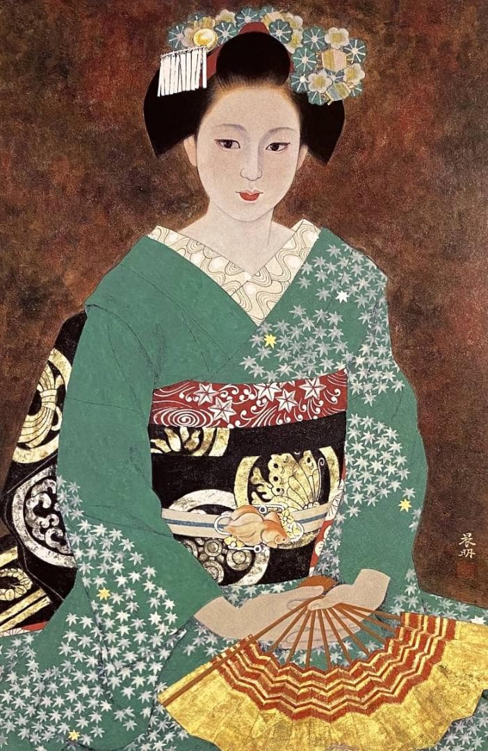 加藤晨明、【舞妓】、希少な額装用画集より、新品額装付、状態良好