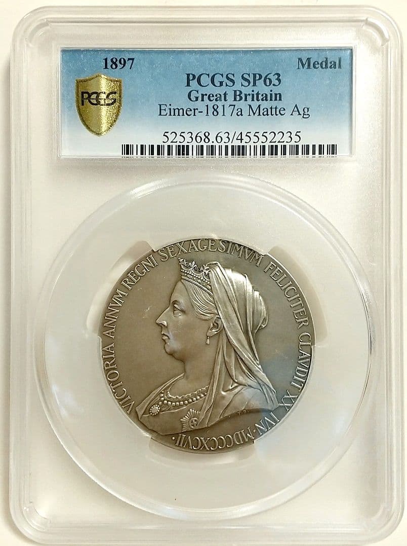 1897年 イギリス ビクトリア女王 60年周年 銀メダル PCGS SP63 - メルカリ