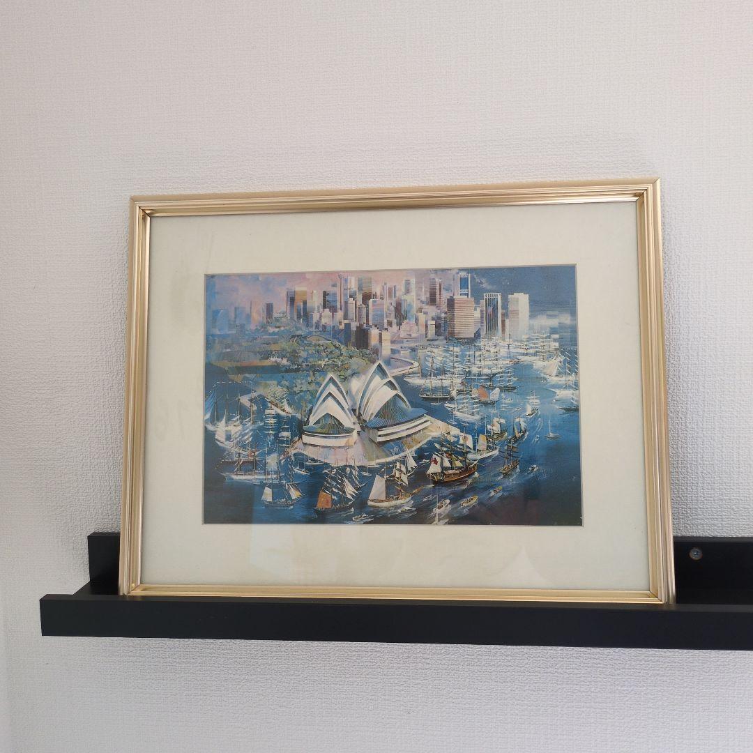 シドニー風景画 約124x102cm 金色フレーム