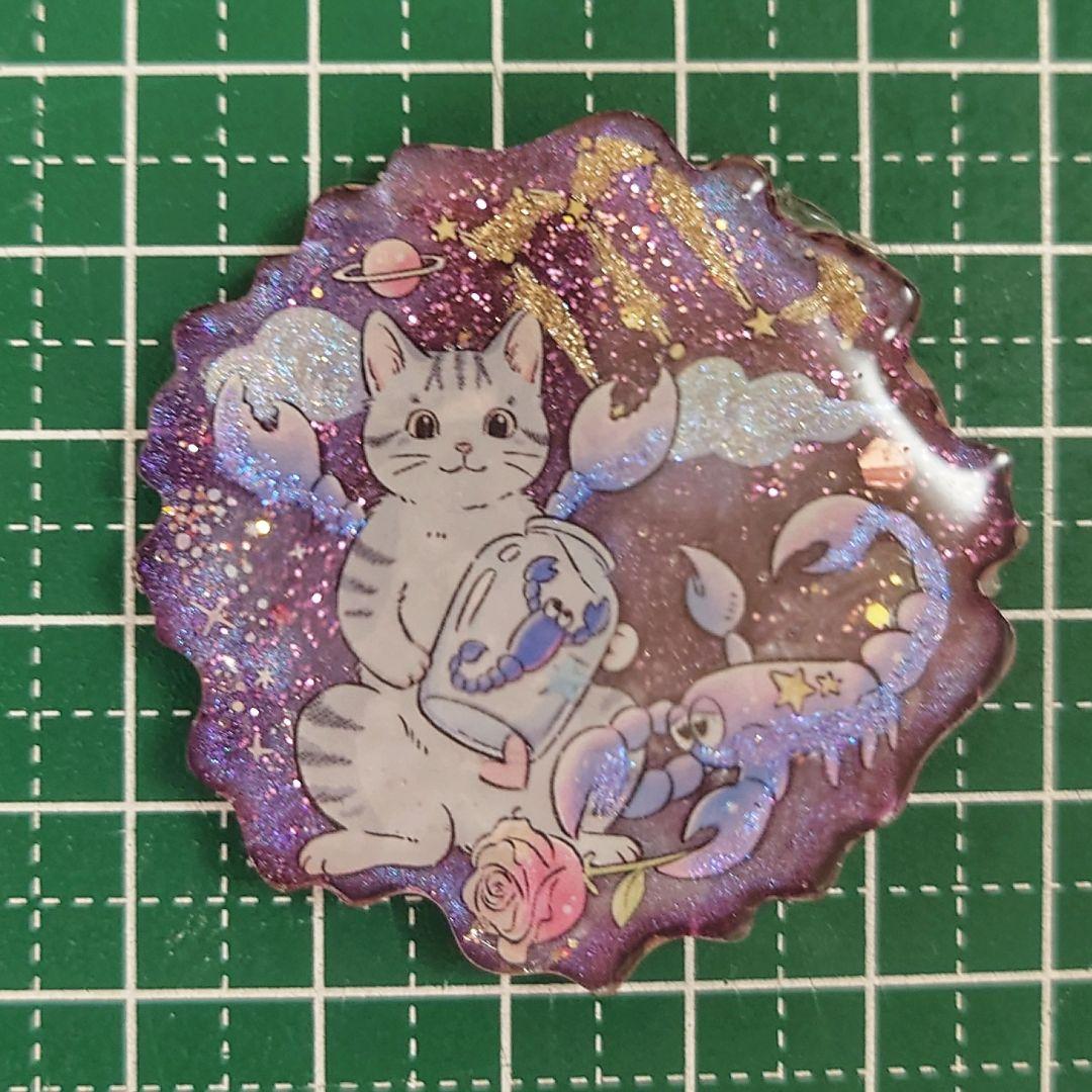 レジン 猫 ヘアゴム ブローチ ポニーフック No.308