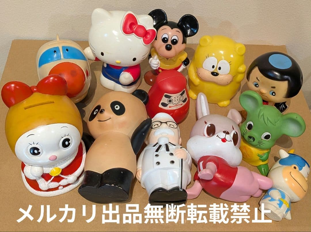 ジャンク　貯金箱　レトロ　昭和　ソフビ 希少 当時品 昭和レトロ 銀行貯金箱 12点セット ソフビ貯金箱 貯金箱