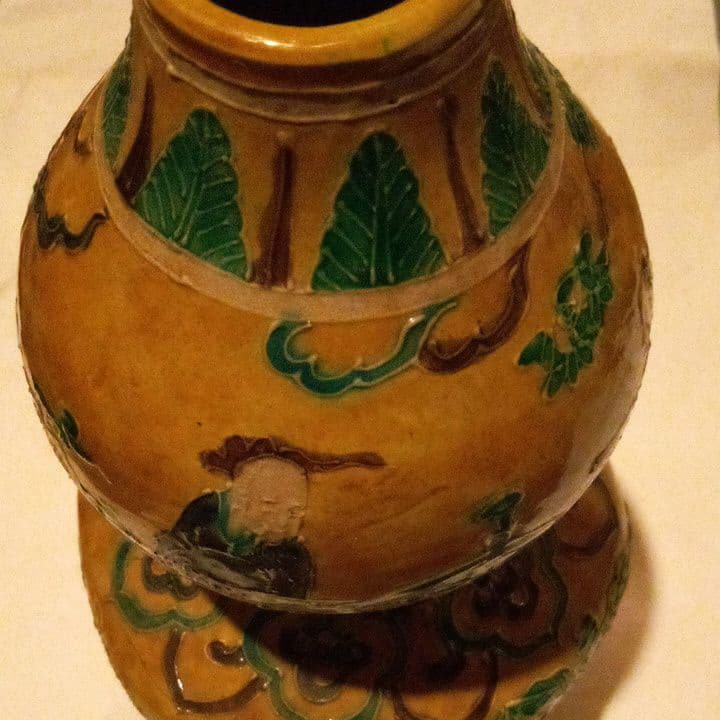 中国陶磁器 明法花 瓢箪型壺