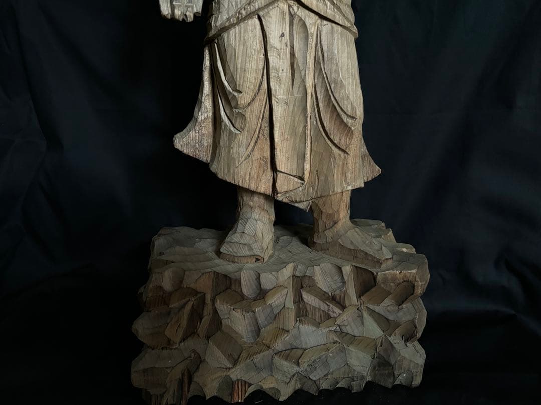 木彫 時代 仏像 70cm 菩薩立像 観音立像 仏教美術 木製 聖徳太子の通販