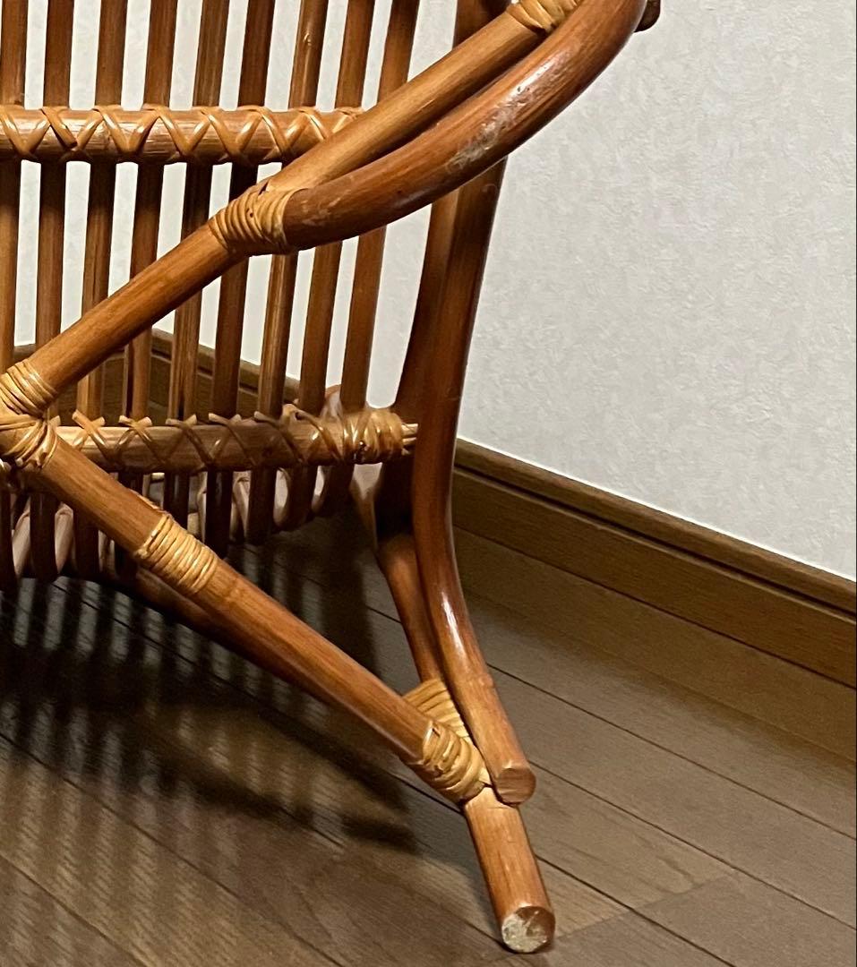 ラタン椅子 美品 ヴィンテージ () 籐家具 和モダン 昭和 美しい曲線美
