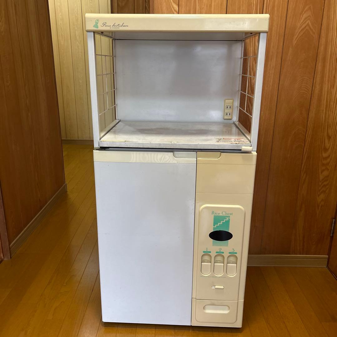 ［組立済］米びつ付きレンジ台　オーブンレンジや炊飯器置きスペース、大収納庫付き 扉収納の米びつ付きレンジ台＜幅48cm＞（レンジ台/レンジラック