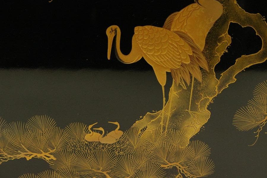松上鶴蒔絵 四方盆 時代物(A981) - メルカリ