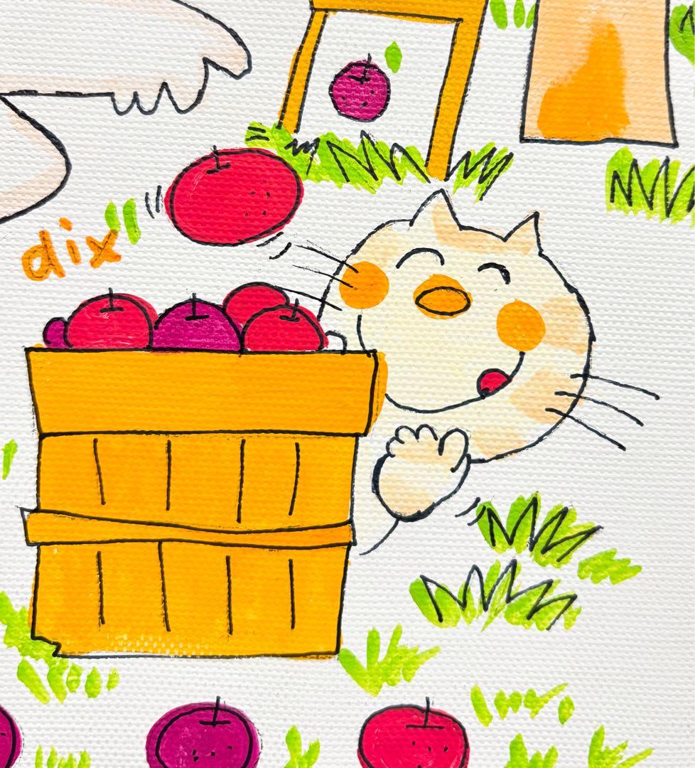 F4号】手描き油彩 水森亜土 額縁 未使用額 サイン 絵画 かわいい 人気