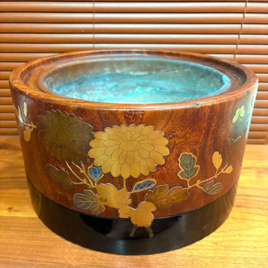 高級◎木製　高蒔絵　螺鈿　火鉢 高級◎木製 高蒔絵 螺鈿 火鉢 高級◎木製 高蒔絵 螺鈿 火鉢 2025年