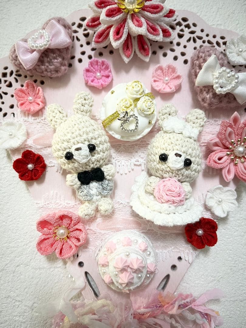 編みぐるみ♡Happy Wedding♡プレート飾り - メルカリ