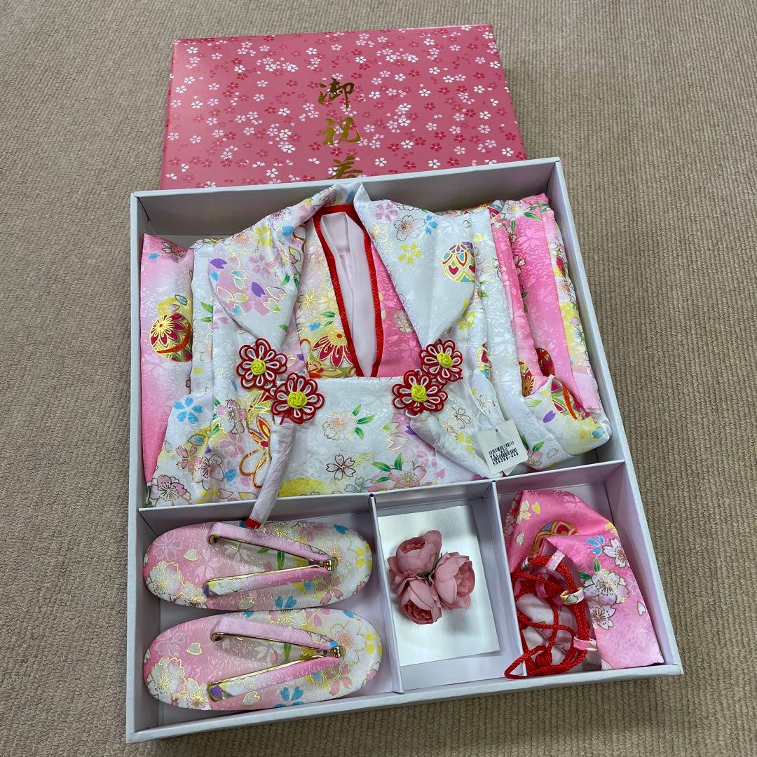 新品 御祝着 七五三 三歳フルセット 特価品 着物 襦袢 被布 巾着 草履 SOUBIEN（創美苑） 七五三 着物 3歳 女の子 着物セット 被布 襦袢 草履