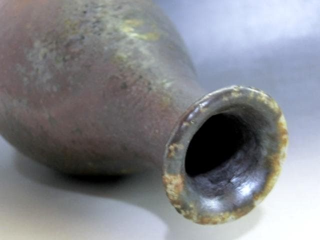 花瓶○丹波【清水美和雄作】丹羽の壺 一輪挿し 花器 作家物 桐共箱