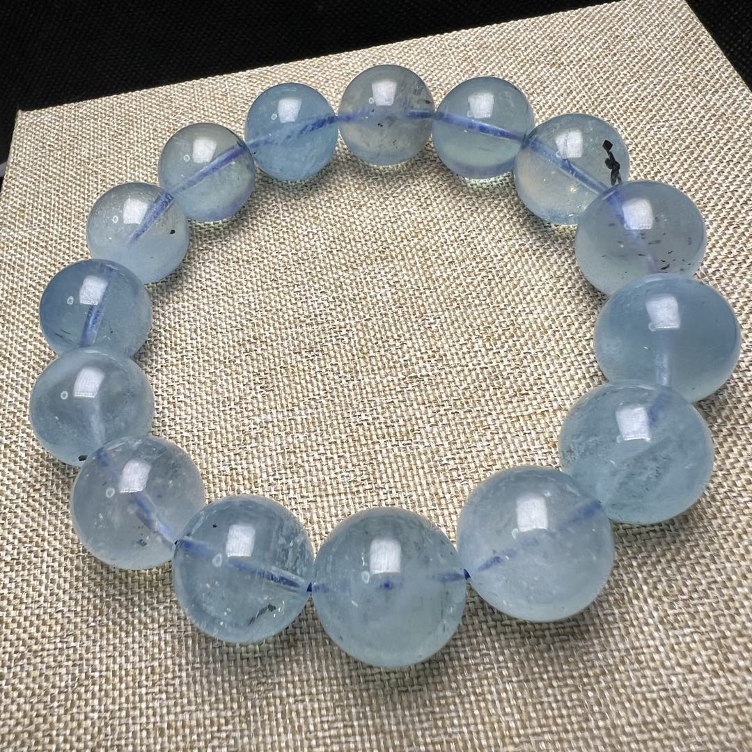 【81311】 高品質 アクアマリン 14.5mm ブレスレット 天然石