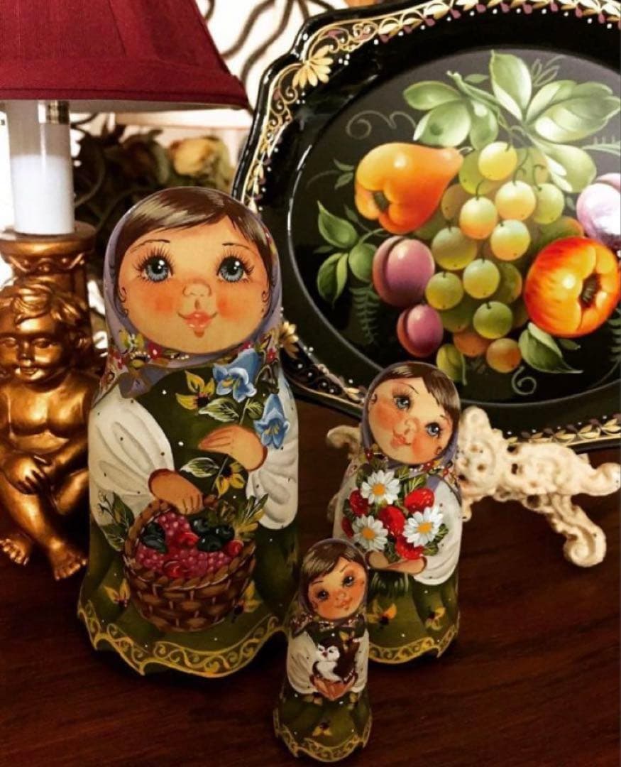 ロシア雑貨☆マトリョーシカ(3P)スベトラーナ・ニコラエワ作 ロシア雑貨店マリンカ / スベトラーナ・ニコラエワ作 キノコ