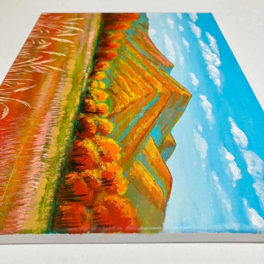 紅く染まる野山＊絵画 原画 風景画 秋 紅葉 ハイキング キレイ - メルカリ