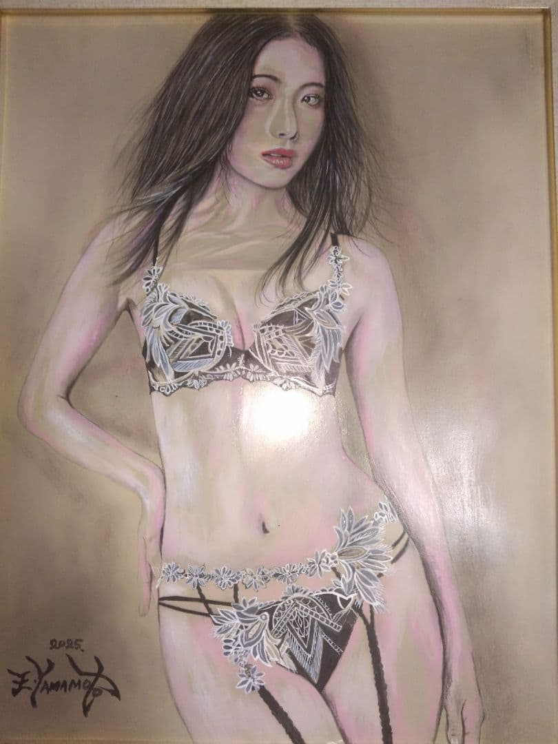 裸婦、美人画、絵画6FしなりS山本英二、真作、肉筆、新品額縁、高塚省吾、森本草介 裸婦、美人画、絵画、8切、瞳の先。山本英二、真作、肉筆、額縁、高塚