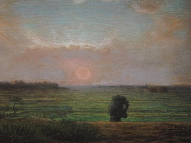 ジャン＝フランソワ・ミレー、【薪拾い、夕陽】、希少画集画より