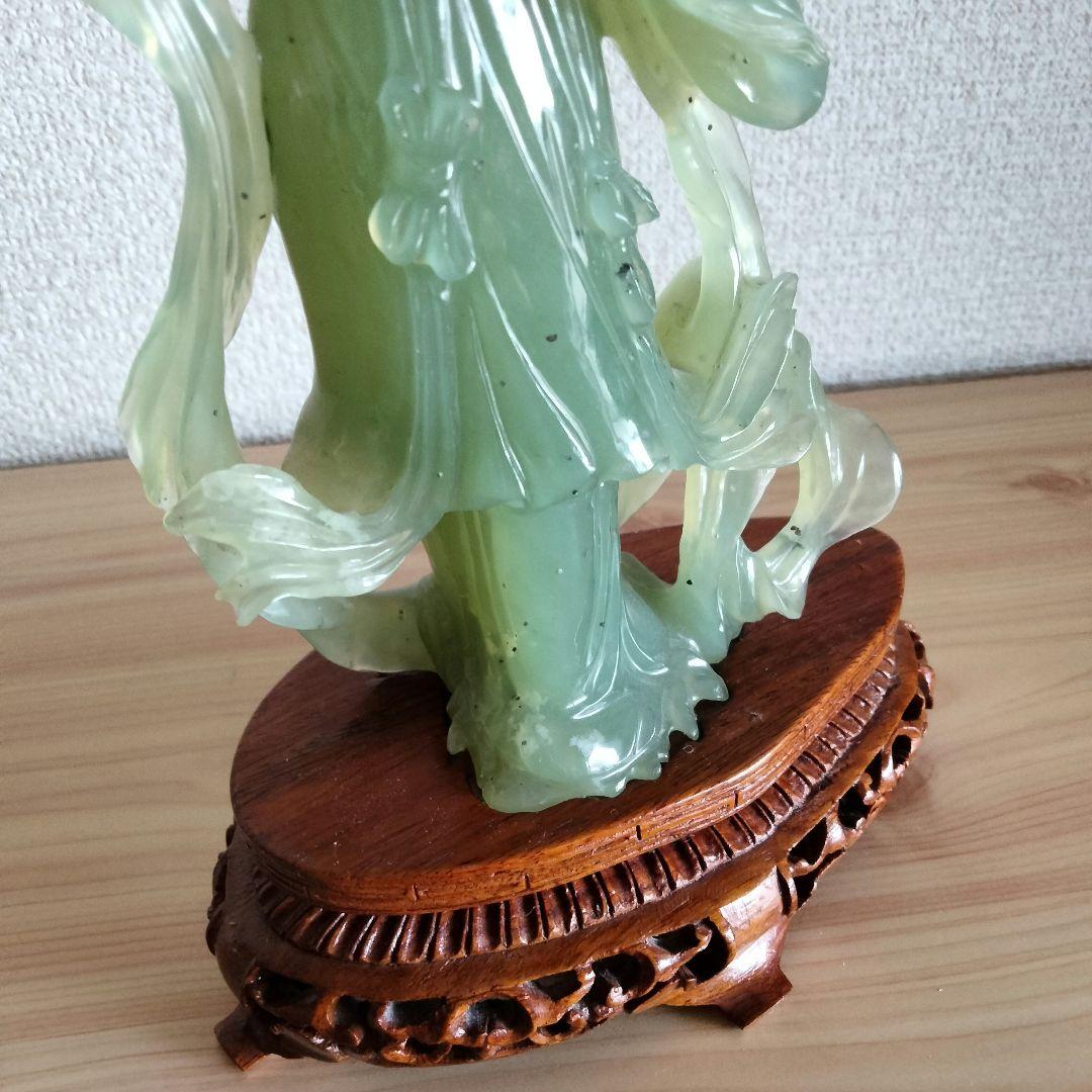 中国美術 古美術品 翡翠 天女 羽衣天女 立像 香港 置物 時代物 縁起物
