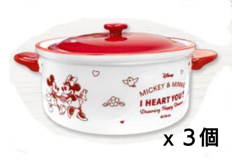 ディズニー　Mickey&Minnie　陶器のココット　同３点セット Disney MICKEY & MINNIE POTTERY COCOTTE - メルカリ