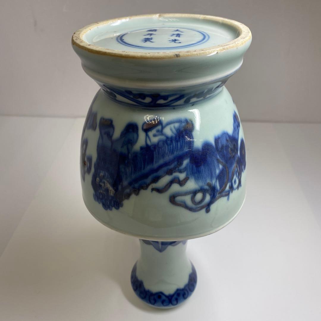 中国清時代 大清光緒年製 釉裏紅人物画花瓶 高さ約24㎝ 東Y7-0331☆2F