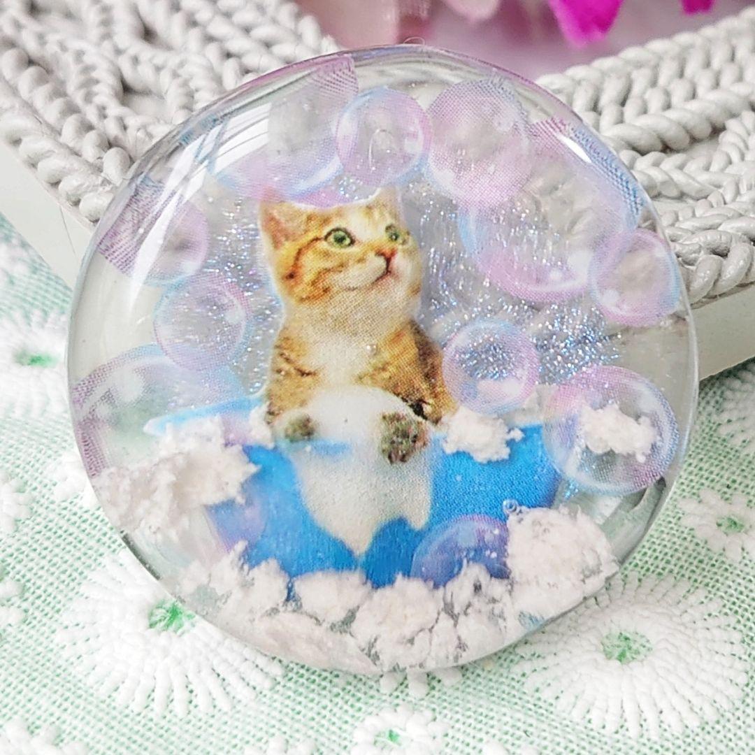 レジン猫ヘアゴムブローチポニーフックNo.427