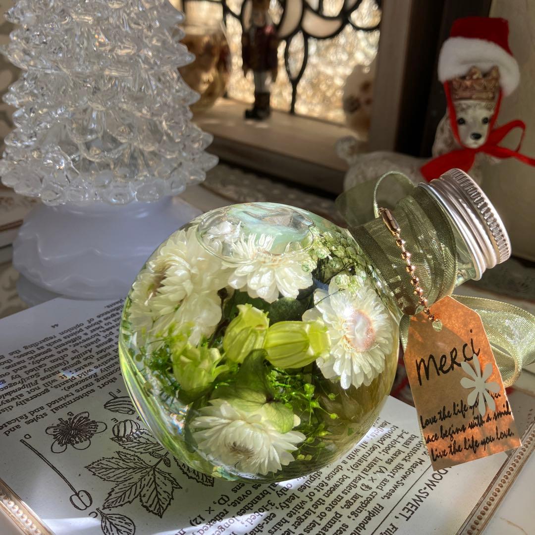 ◇ハーバリウム196 一周お花のグリーンbottle *.:。✿*゜¨