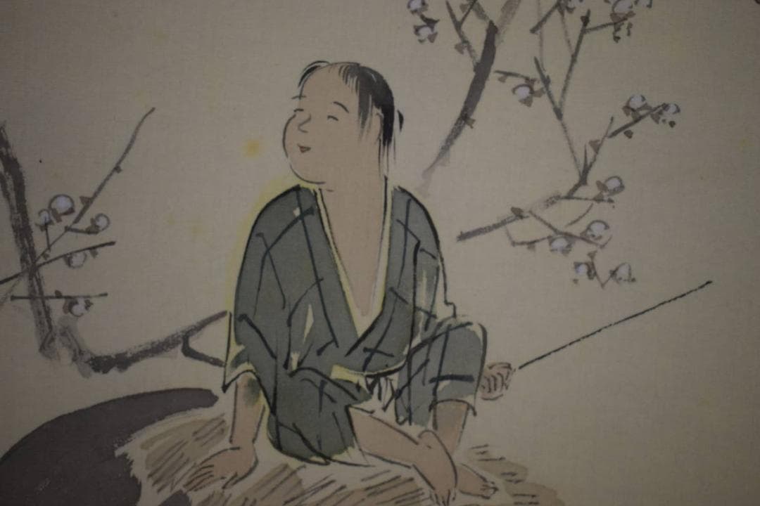 真作/山川永雅/梅牧童図/桐共箱二重箱付/布袋屋掛軸HG-987 - メルカリ