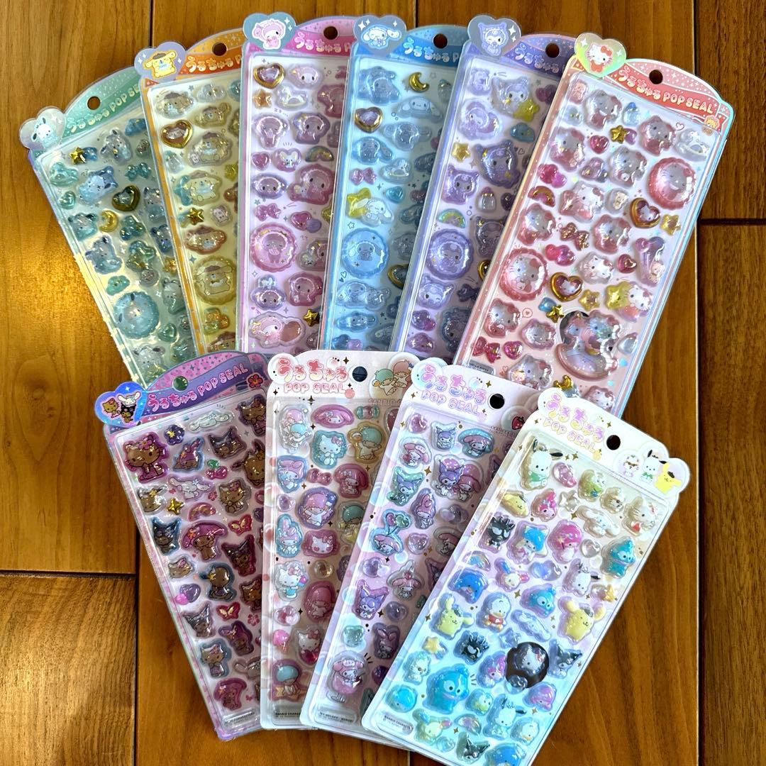 【正規品】うるちゅるポップシール　サンリオ　日焼け　ポチャッコ　11点 rika様購入予定品】うるちゅるポップシール ポチャッコ 日焼けキティ 2