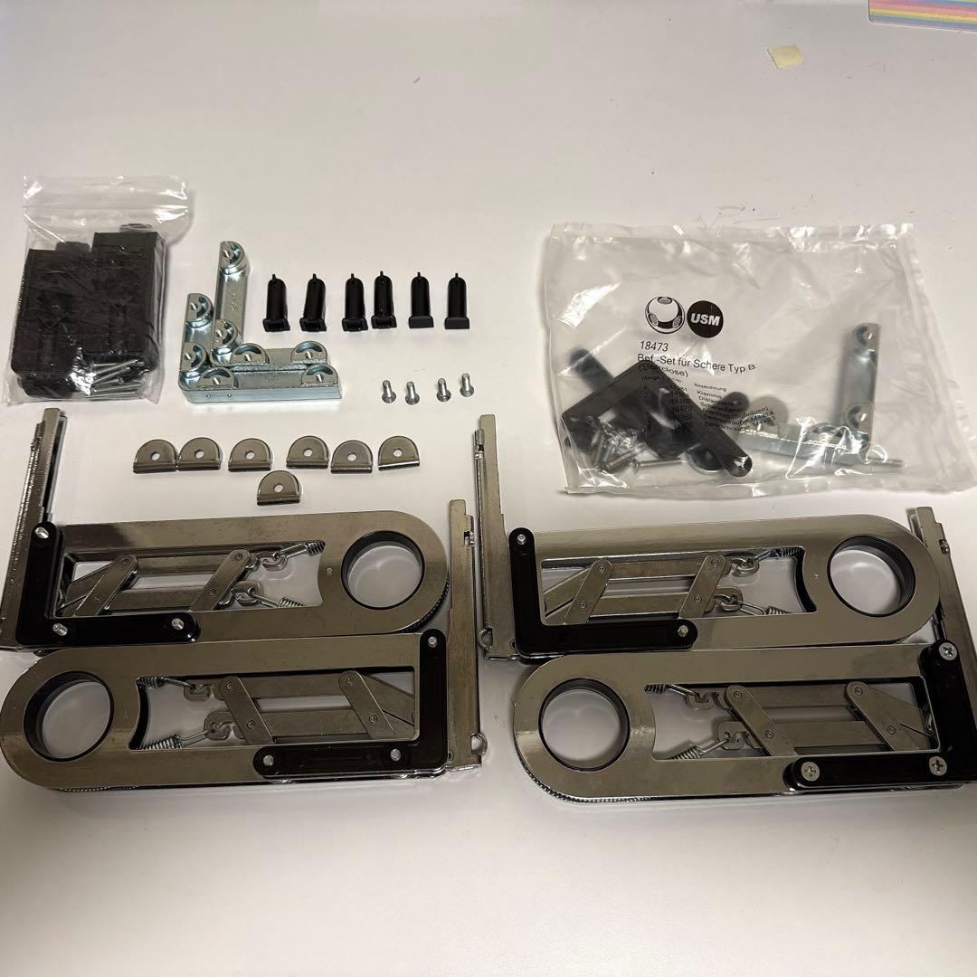 一部未開封　USMハラー純正ドロップダウンドア　2枚分取り付け部品一式　ヒンジ等 USMハラー 中古 ドロップダウンドア 2連2段 ハラーシステム USM Haller