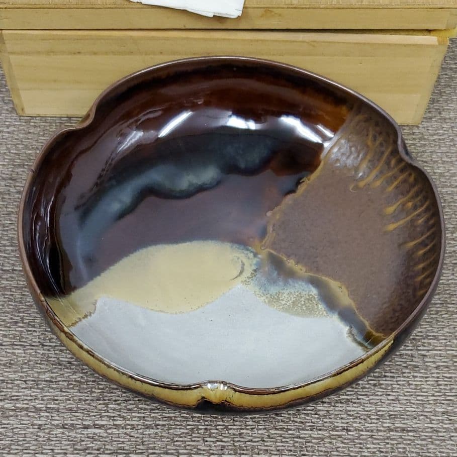 高取焼 雪山作 菓子器 茶道具