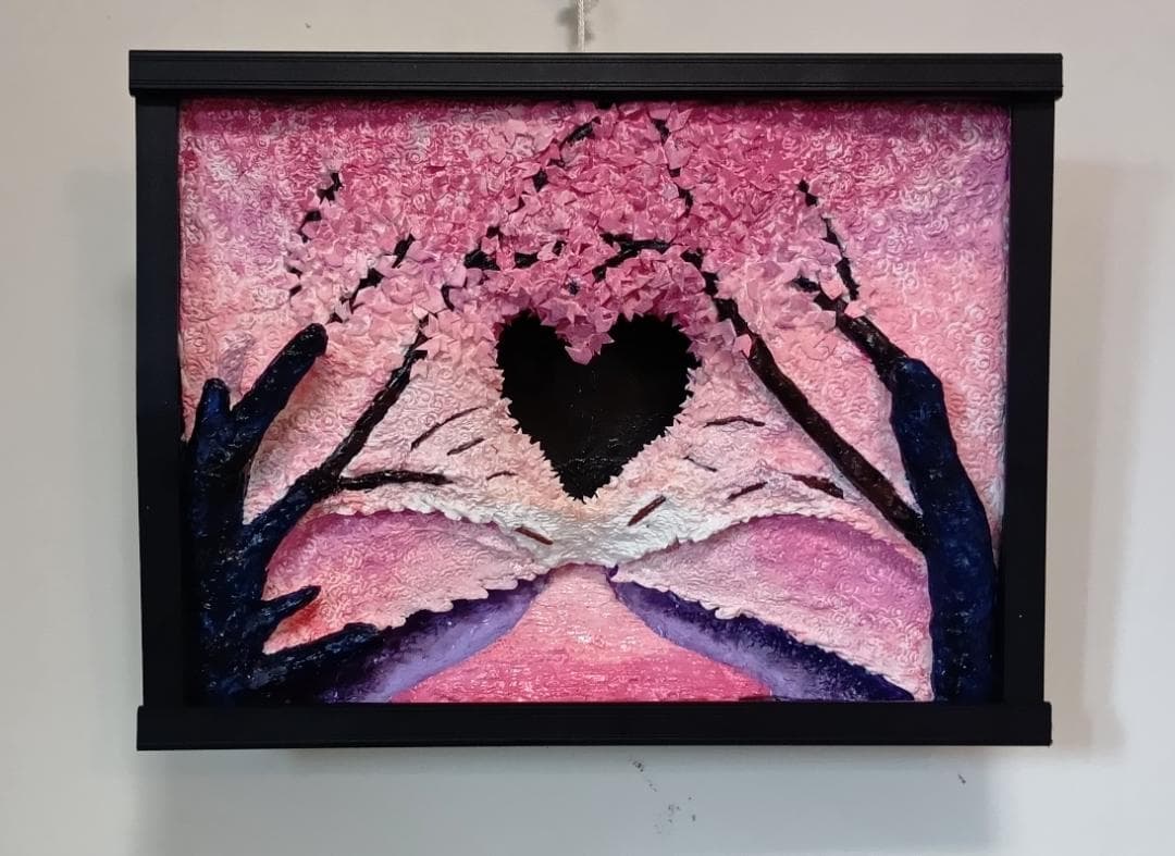 「桜並木のライトアップ」（未来絵画） 絵画の通販、購入ならFROM ARTIST/作品名：桜並木のライトアップ/作家