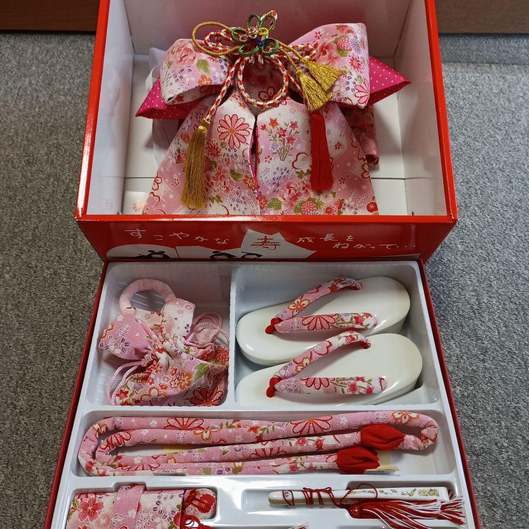 七五三　女の子　帯　はこせこセット 七五三女の子小物 結び帯はこせこ 7点セット 7才 レース ホワイト